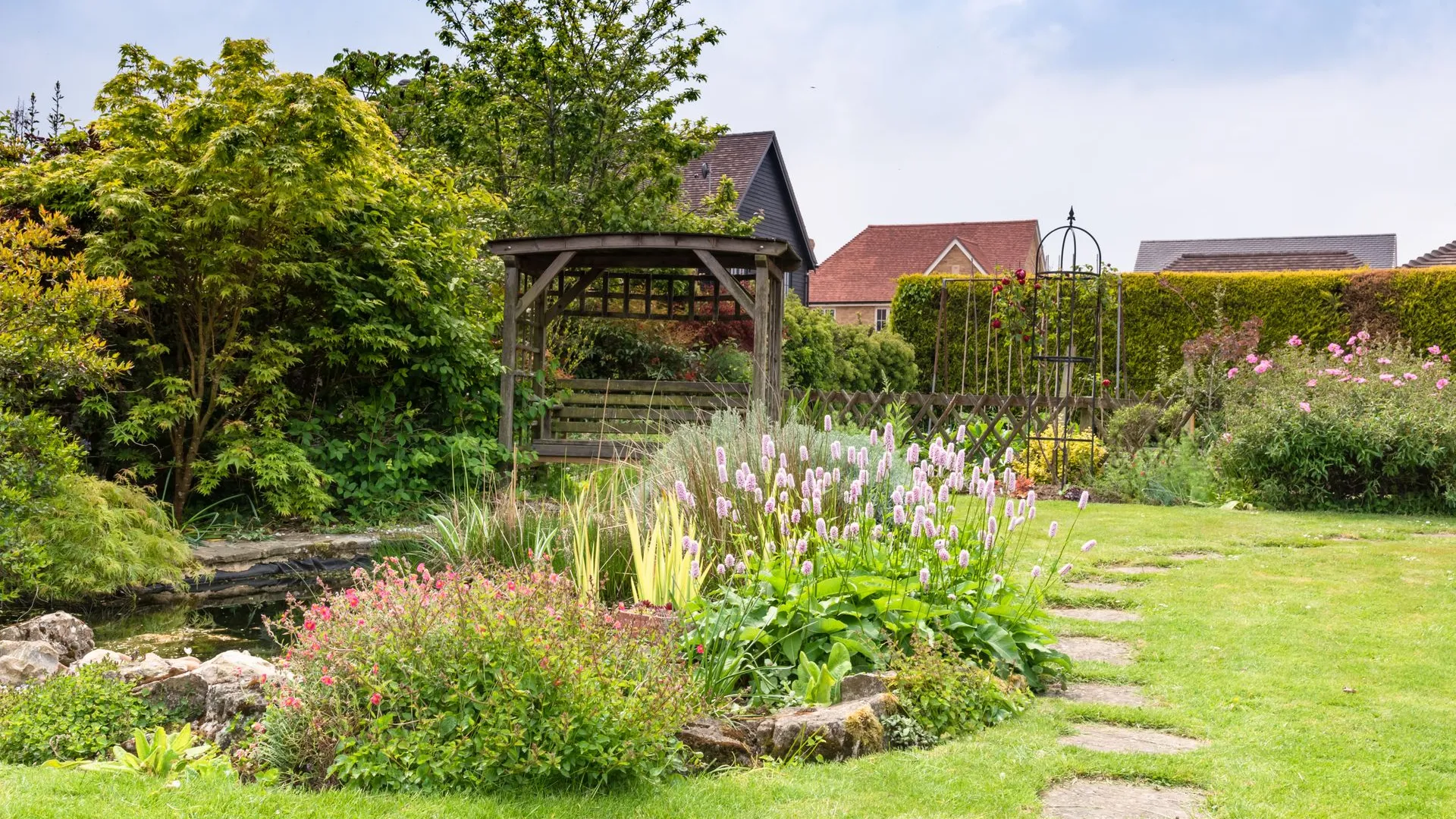 English back garden with plants